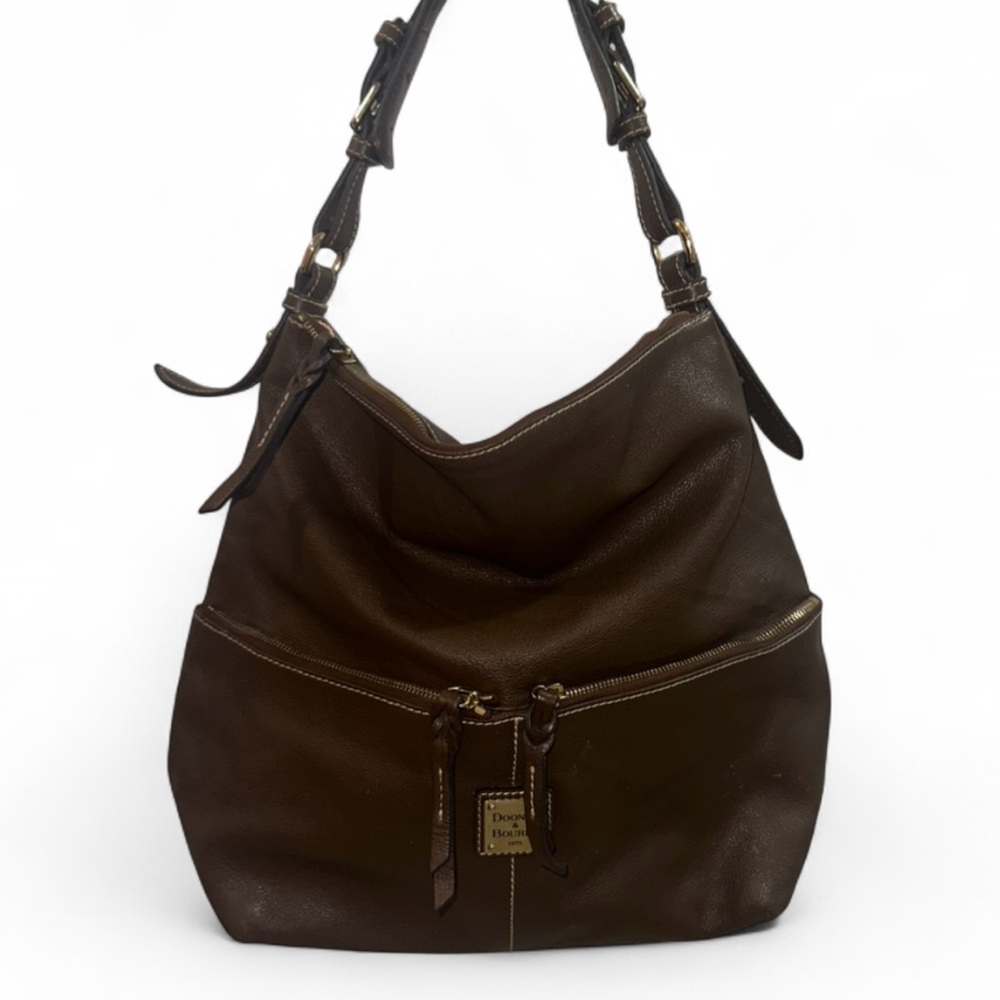 Dooney & Bourke Dillen Large Pocket Sac Brown Pebbled Leather Hobo‎ Shoulder Bag